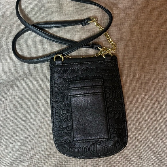 2/$30 Juicy Couture Mini Crossbody Phone-Bag Embossed Signature Logo Black - Picture 2 of 7